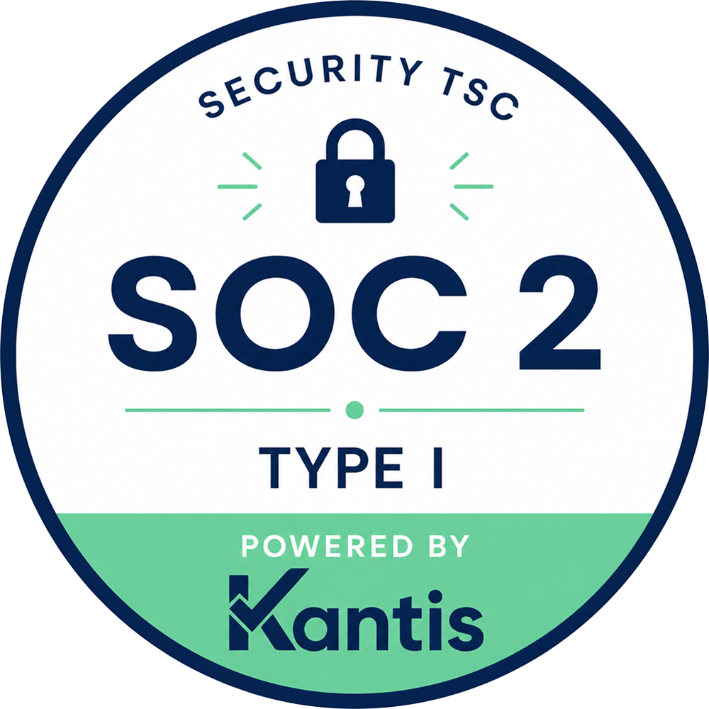SOC 2 Type 1 badge by Kantis
